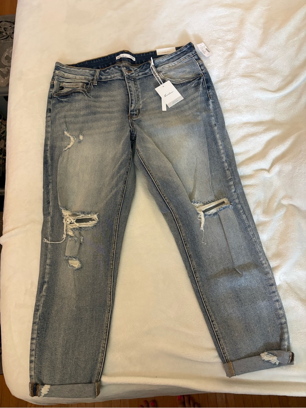 Maurices Light Blue Distressed Straight Leg Jeans